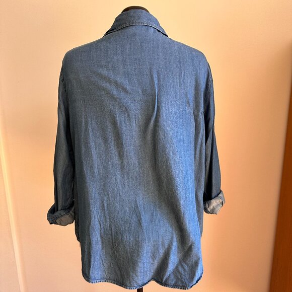 Sanctuary denim shirt buttons pockets Lyocell soft XL preppy 80s 90s Y2k classic - Picture 4 of 10